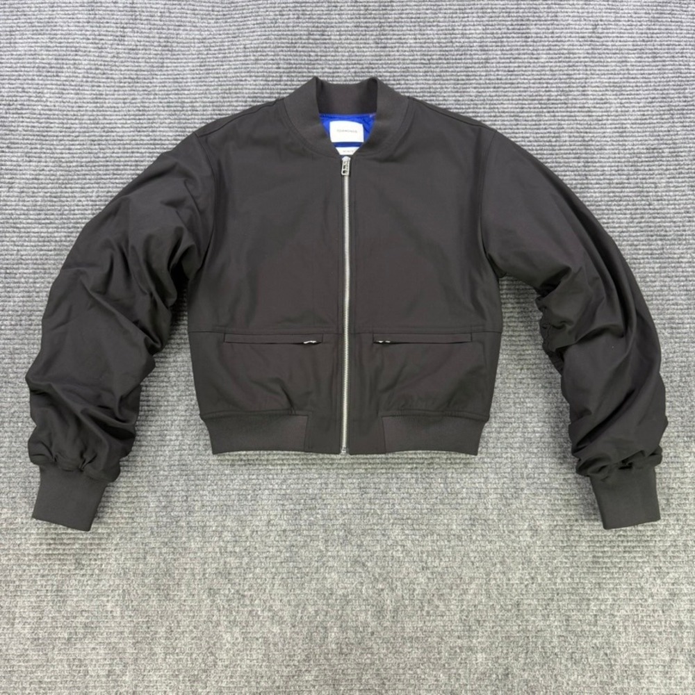 7Diamonds Infinity Black Bomber Jacket Womens Small‎ Ruched Sleeve Casual Work